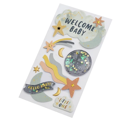 12 Pack: Moon & Stars Welcome Baby Stickers by Recollections™