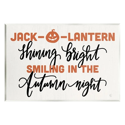 Stupell Industries Autumn Jack-o-Lantern Phrase Wall Plaque Art