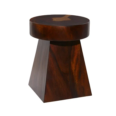 Brown Wood Contemporary Accent Table, 20" x 16" x 16"