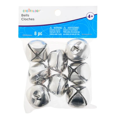 12 Packs: 8 ct. (96 total) 30mm Silver Jingle Bells by Creatology™