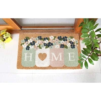 RugSmith Blue & Pink Home Mason Jar Machine Tufted Coir Doormat