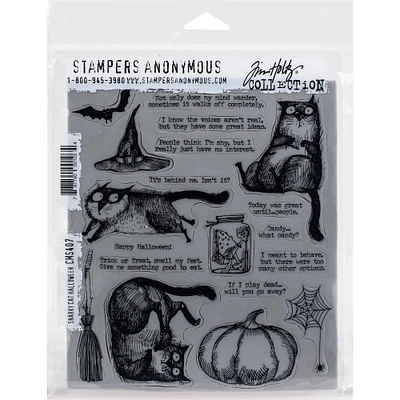 Stampers Anonymous Tim Holtz® Snarky Cat Halloween Cling Stamps