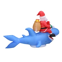 9ft. Inflatable Christmas Santa Riding Shark