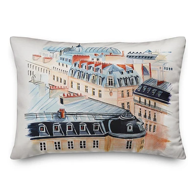 Paris City Rooftops Rectangle Throw Pillow