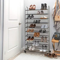 Simplify Gray 10-Tier Mobile Shoe Rack