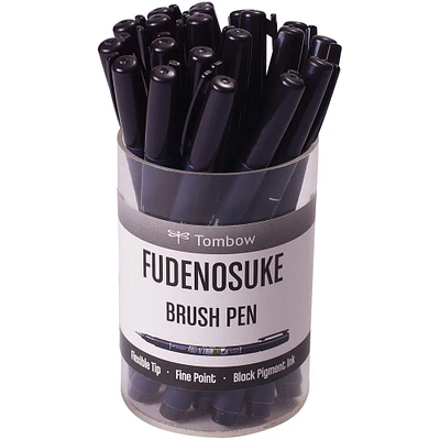 Tombow Fudenosuke Black Fine Tip Brush Pen Cup, 20ct.