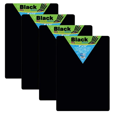 Flipside Products 9" x 12" Black Dry Erase Boards, 4ct.