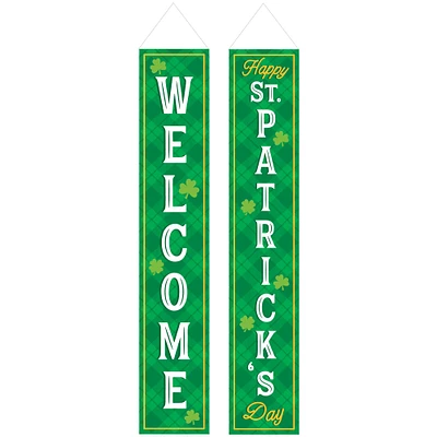 6ft. St Patrick's Day Welcome Hanging Fabric Flags Sign Set