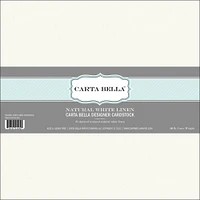 Carta Bella Paper Co. Natural White Linen 12" x 12" 80lb. Cover Cardstock, 25 Sheets