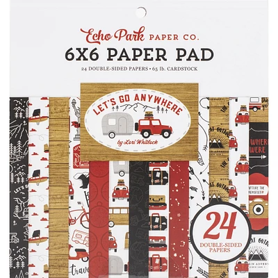 Echo Park Double-Sided Paper Pad 6"X6" 24/Pkg-Let's Go Anywhere