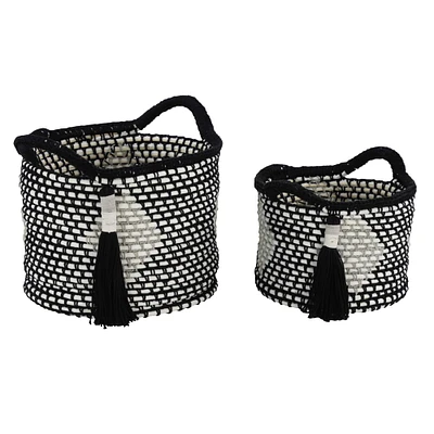 Black Polyester Traditional Storage Basket Set