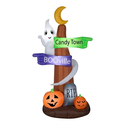 8ft. Airblown® Inflatable Halloween Signpost & Ghost