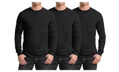 Galaxy By Harvic Long Sleeve Crew Neck Men's Egyptian Cotton-Blend T-Shirt 3 Pack