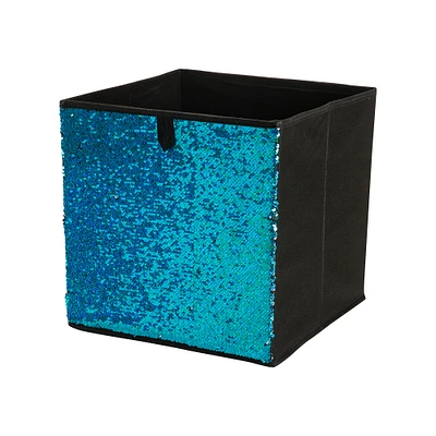 Organize It All Blue & Silver Reversible Sequin Storage Cube