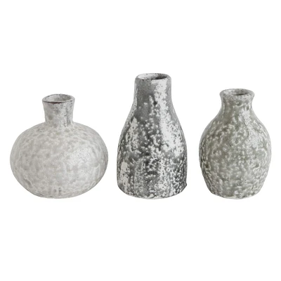 Distressed Grey Terra Cotta Vases Set