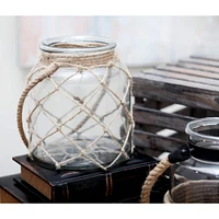 8" Glass Coastal Candle Holder Lantern