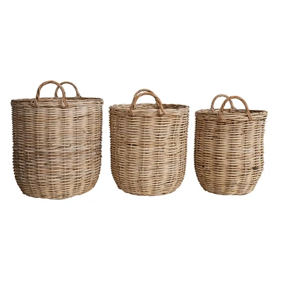 Natural Woven Rattan Storage Basket Set