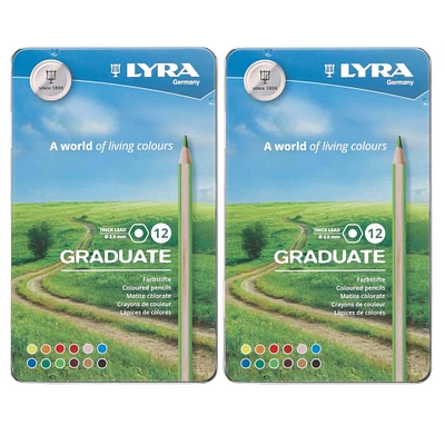 Lyra Graduate Colored Pencils in Metal Box, 2 Packs of 12