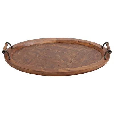 29" Natural Brown Wood Rustic Tray