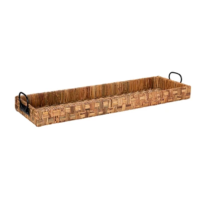 3ft. Decorative Rattan Tray with Metal Handles