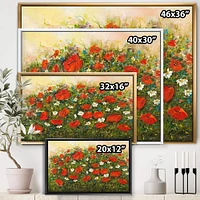 Designart - Blossoming Red Flower Fields