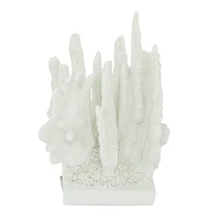 White Polystone Coastal Sculpture, Coral 10" x 7" x 6"