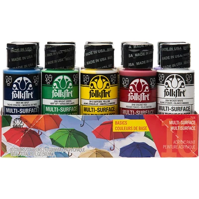 6 Packs: 10 ct. (60 total) FolkArt® Basics Multi-Surface Acrylic Paint Set
