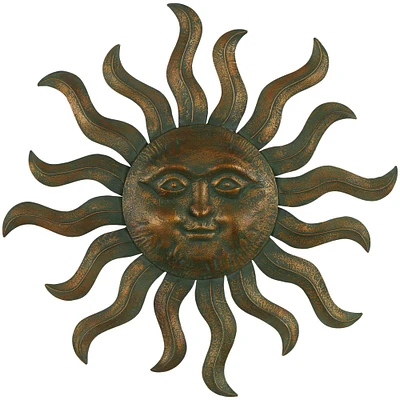 Copper Metal Sun Wall Décor with Smiling Face