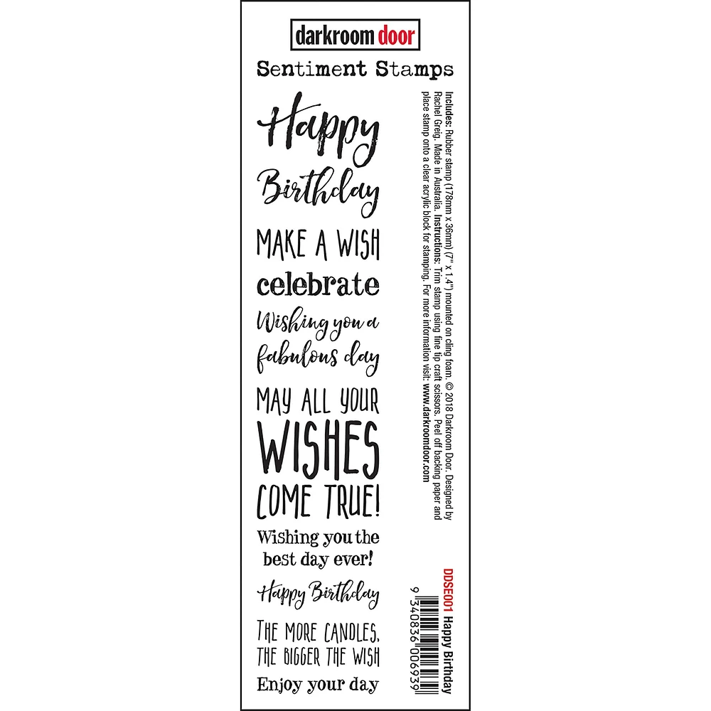 Darkroom Door Happy Birthday Sentiment Cling Stamp