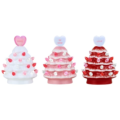 Miss Valentine 4.5" Ceramic Miniature Trees Set, 3ct.