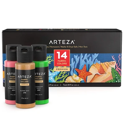 Arteza® 14 Color Fabric Paint Set