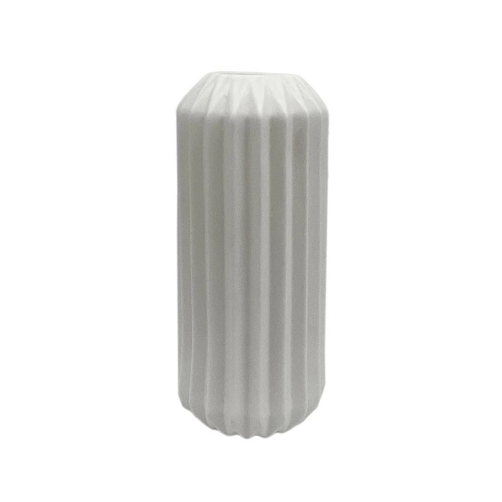 8 Pack: 9" White Geometric Ceramic Vase by Ashland®