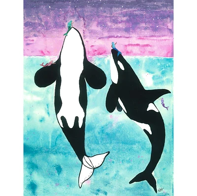 Sparkly Selections Killer Whales By Local Utah Artist Rachel H. Diamond Art Kit, Round Diamonds