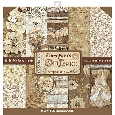 Stamperia Old Lace Double-Sided Paper Pad, 12'' x 12''