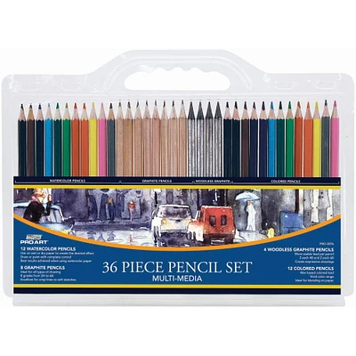 Pro Art® 36-Piece Multi-Media Drawing Pencil Set