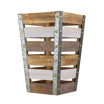 17.5" Wood & Metal Storage Crate