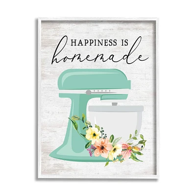 Stupell Industries Happiness is Homemade Phrase Floral Kitchen Stand Mixer Framed Wall Art