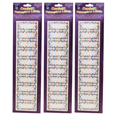 Ashley Productions Confetti Magnetic Die-Cut Small Foam Nameplates & Labels, 3 Packs of 30