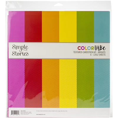 Simple Stories Color Vibe Double-Sided Paper Pack 12" x 12" 6/Pkg-Brights