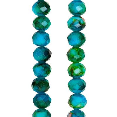 Multicolor Painted Glass Rondelle Beads, 7mm by Bead Landing™
