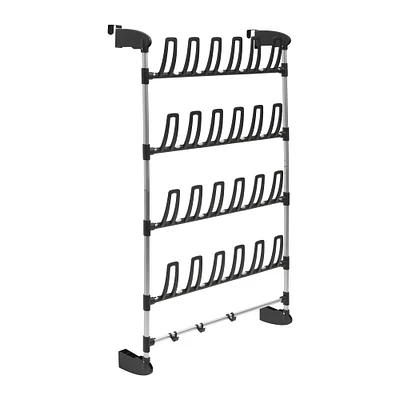 Organize It All 12 Pair Over the Door Shoe Rack With Accessory Hooks