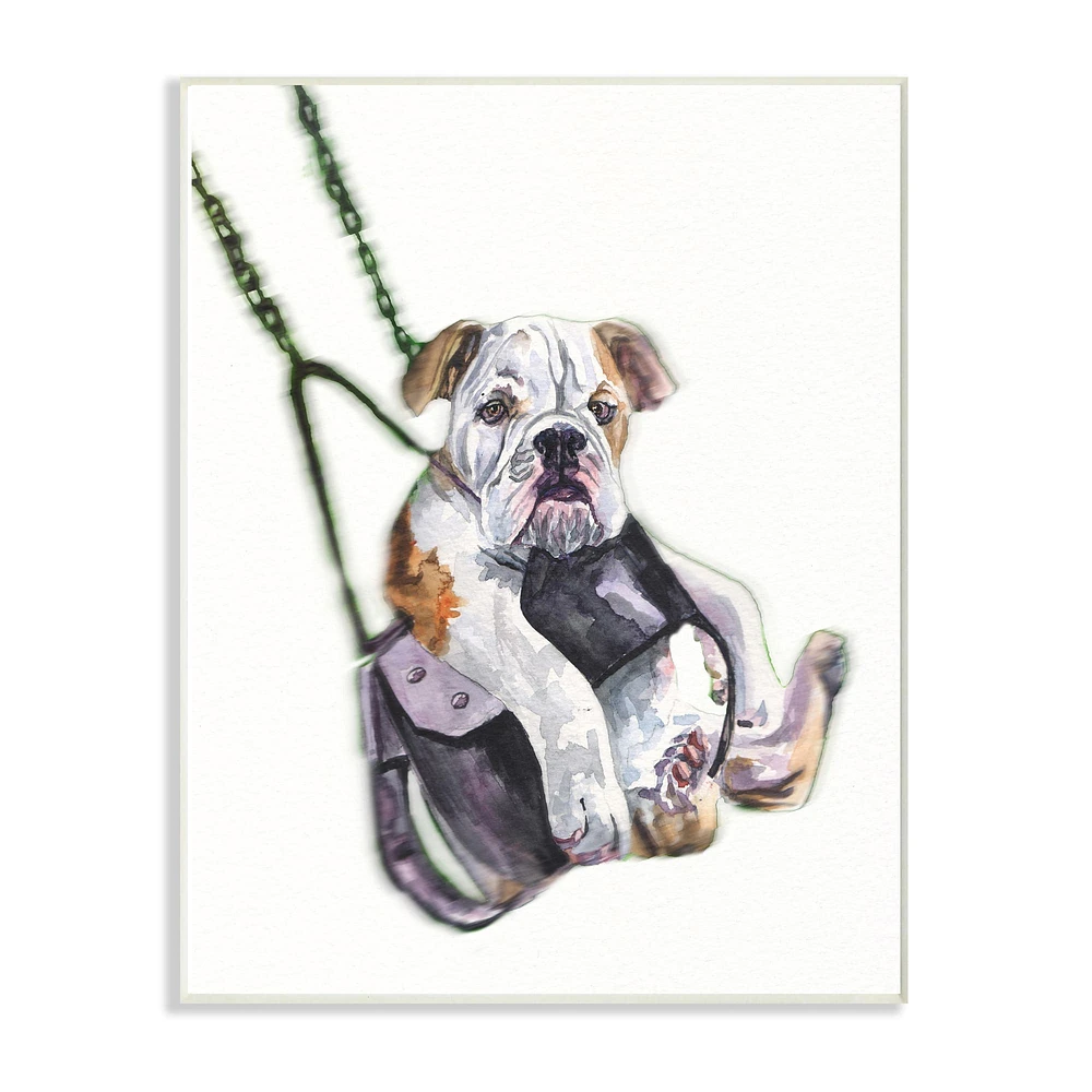 Stupell Industries Swing Funny Dog Pet Animal Watercolor Painting, 10" x 15"