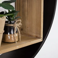 23" Metal & Wood Round Hanging Wall Shelf