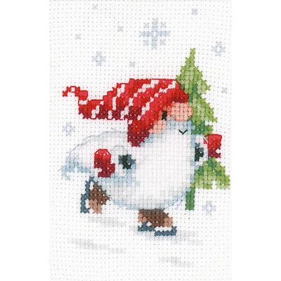 Vervaco Christmas Gnomes Counted Cross Stitch Greeting Card Kit