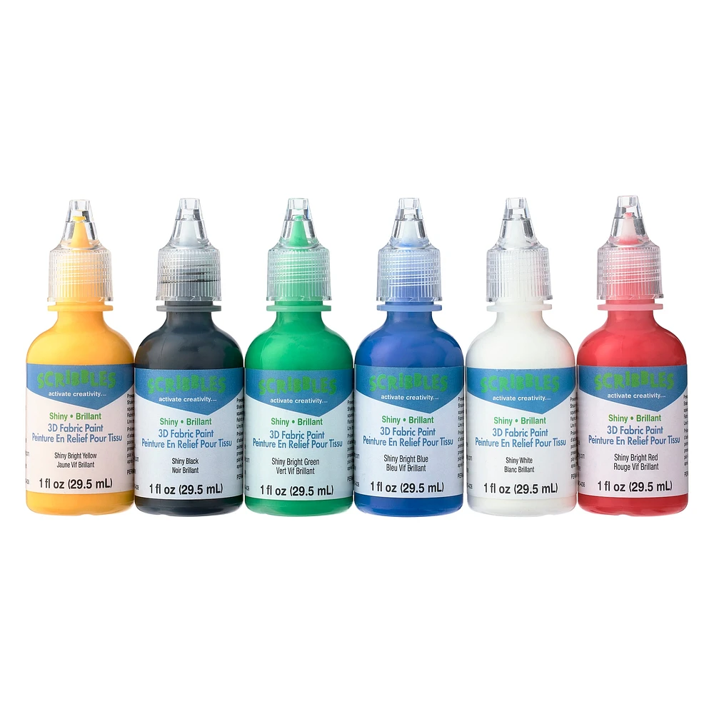 10 Packs: 6 ct. (60 total) Scribbles® Shiny 3D Fabric Paint