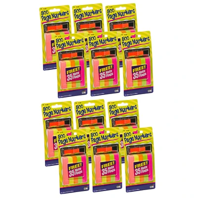 Charles Leonard Peel Off Sticky Note Flags & Page Markers Set, 12ct.