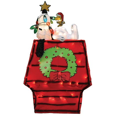 Peanuts® 2ft. 3D Pre-Lit Snoopy on Dog House with Star Yard Art