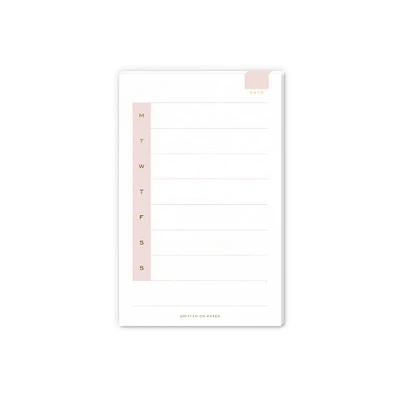 Smitten On Paper Pink & White Weekly Notepad