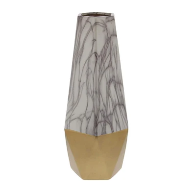 18" Gold Stoneware Contemporary Vase