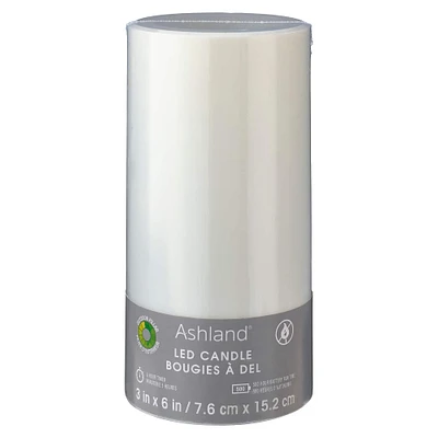 White 3" x 6" LED Outdoor Pillar Candle By Ashland®